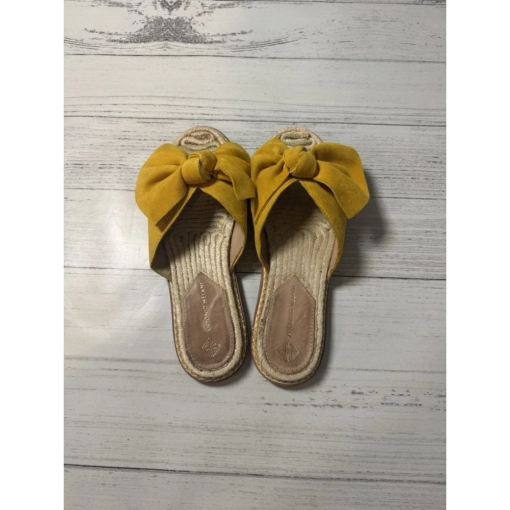 Antonio Melani Sandals Size  7 Yellow Leather Twist Boho - Picture 2 of 7